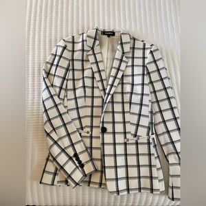 Plaid white and black Express blazer